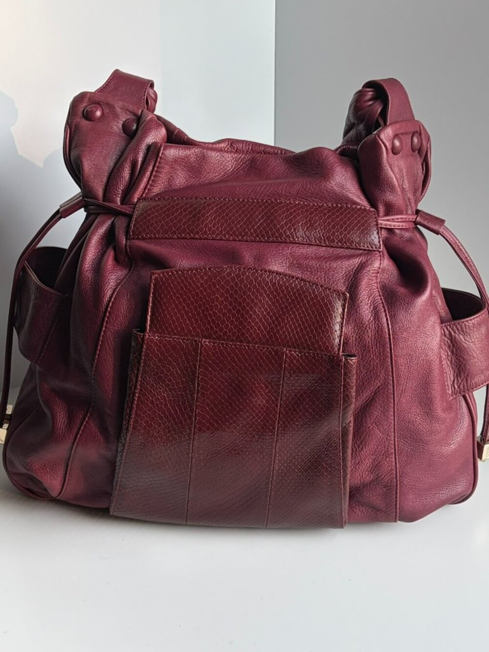 See by Chloe Backstage Leather Hobo Shoulder Bag Burgundy Y2K